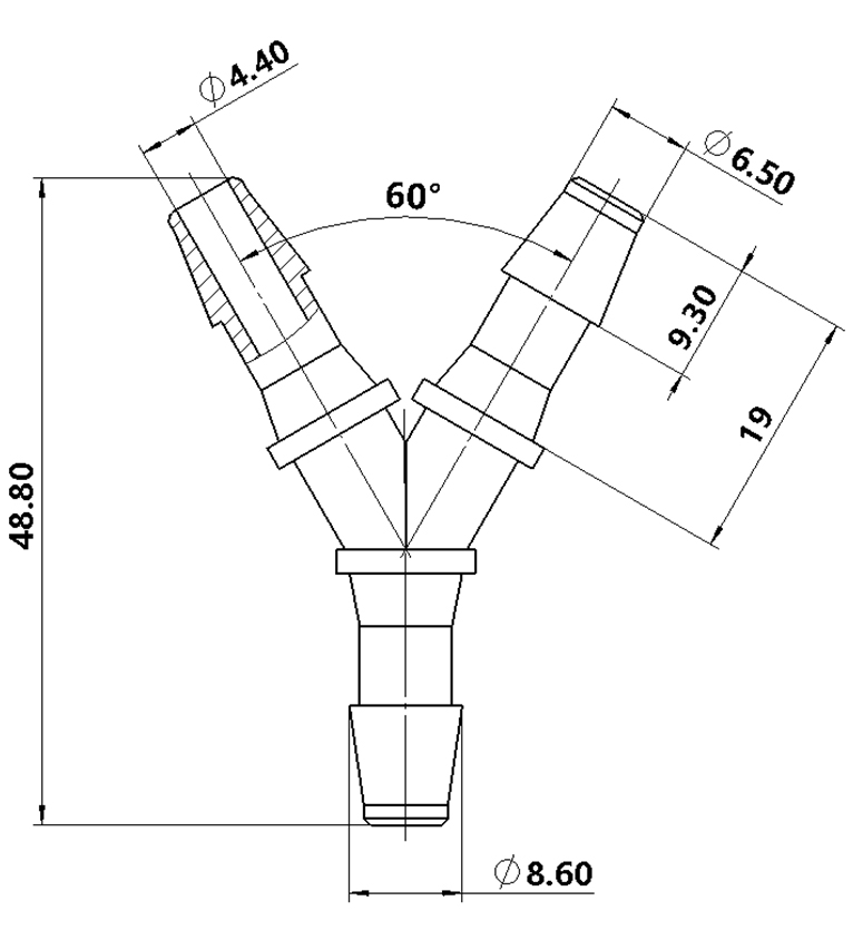 6.4mm（1/4英寸）Y型塑料三通