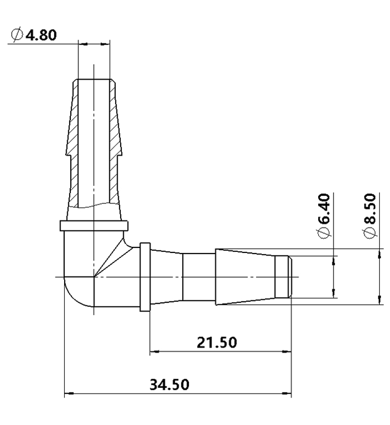 6.4mm（1/4英寸）L型塑料接頭