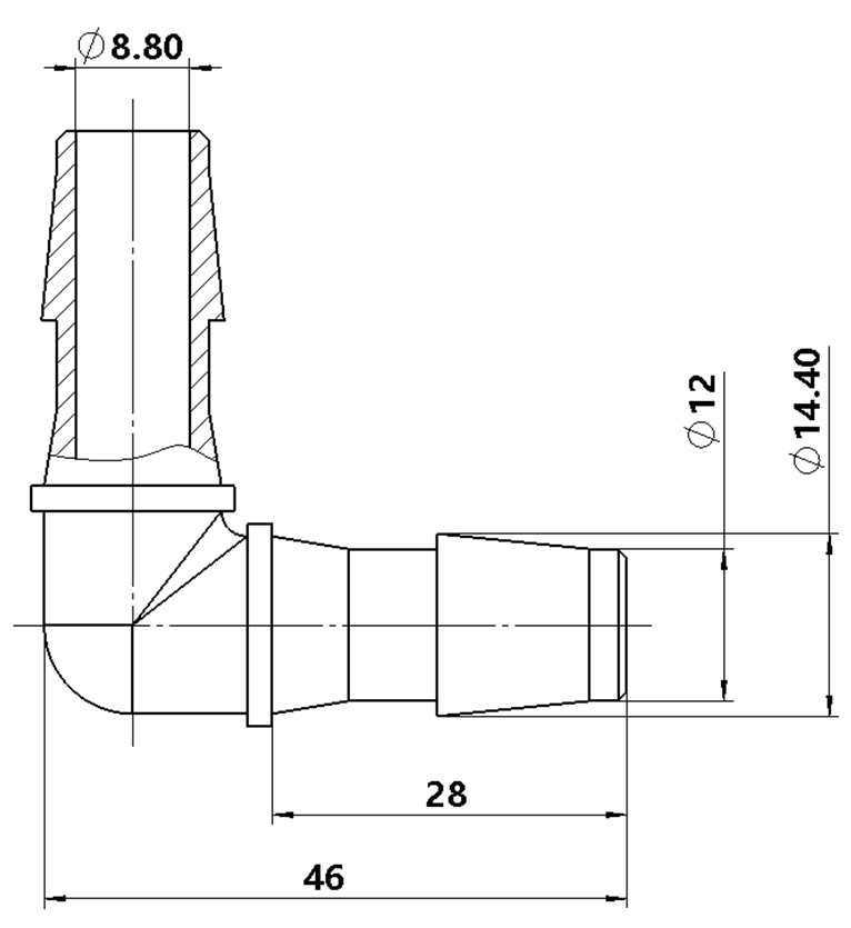 12.7mm（1/2）L型塑料接頭