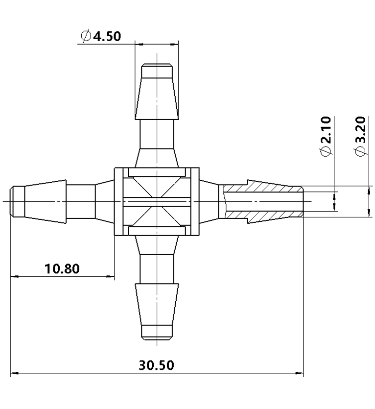 3.2mm（1/8英寸）十字四通接頭