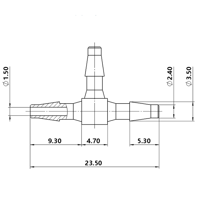 2.4mm（3/32）尼龍T型三通