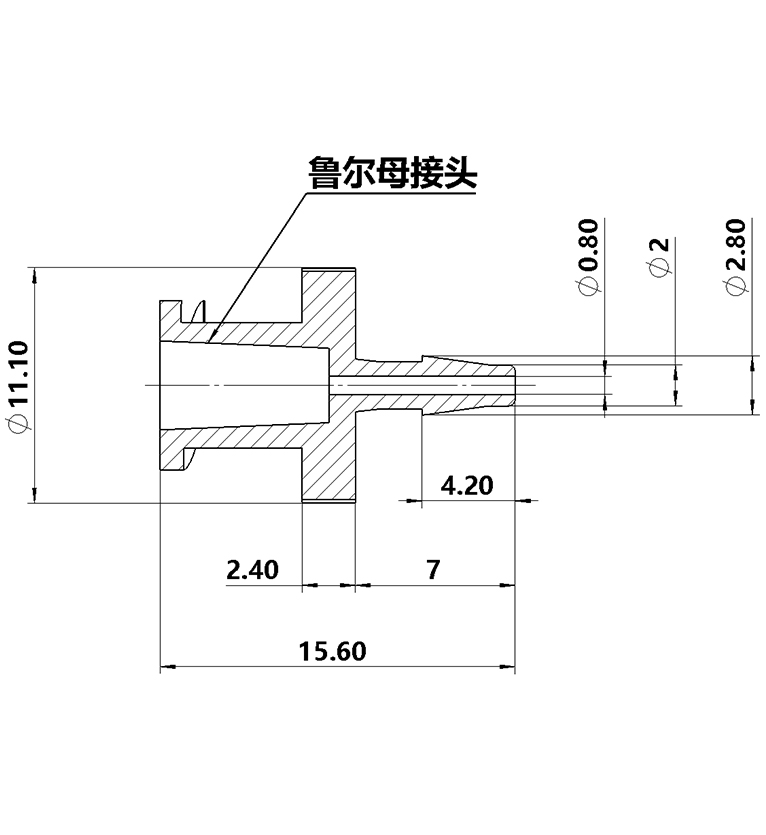 1.6mm（1/16）魯爾母接頭黑